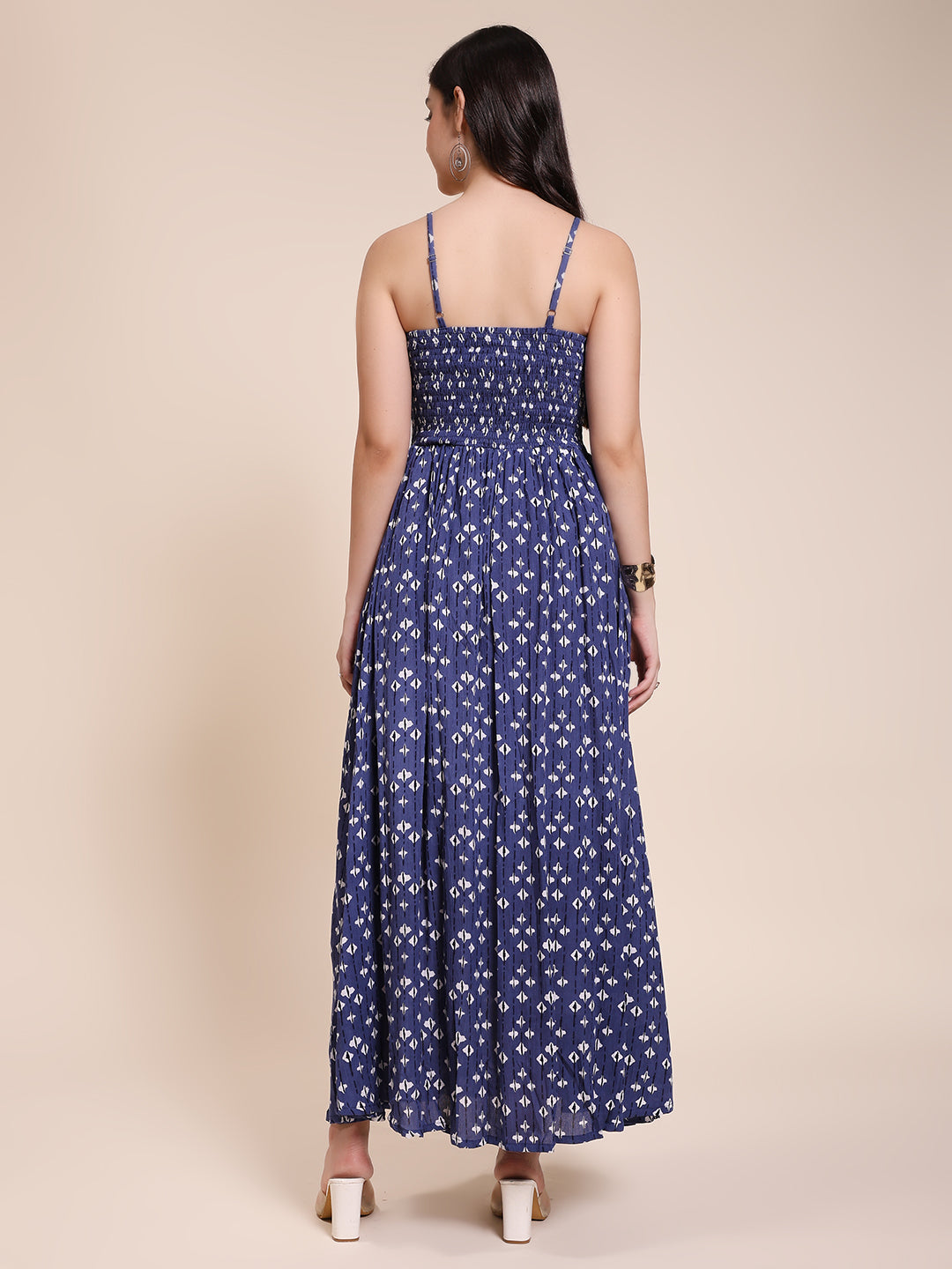 NAVY TIE DIE MAXI DRESS