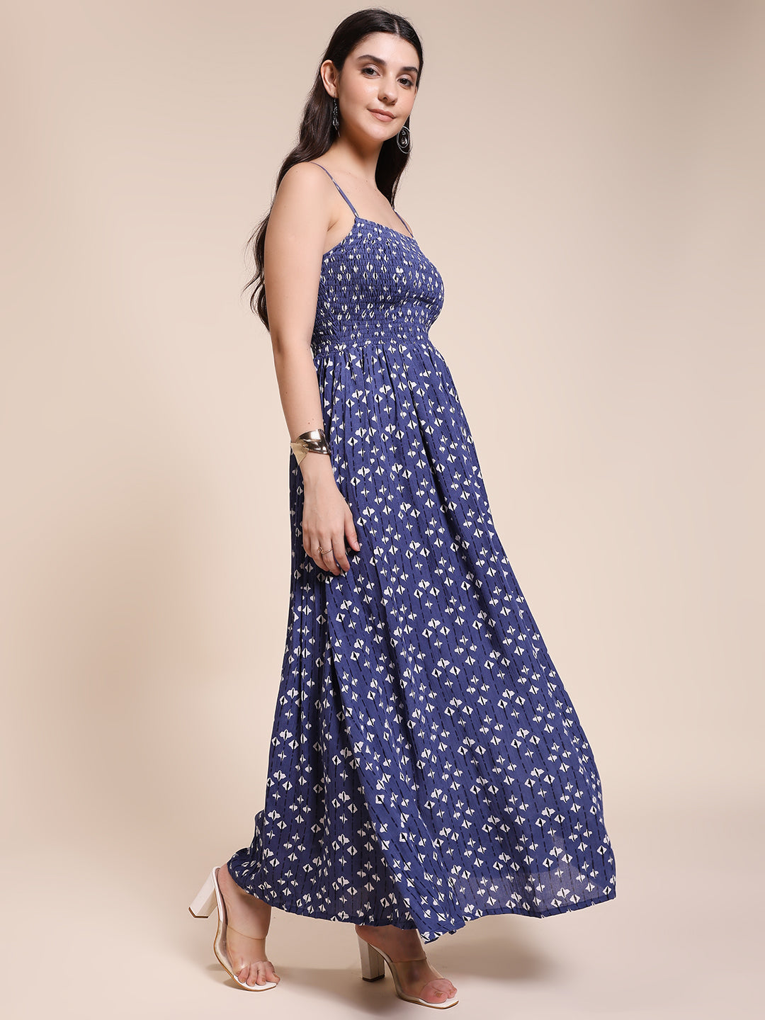 NAVY TIE DIE MAXI DRESS