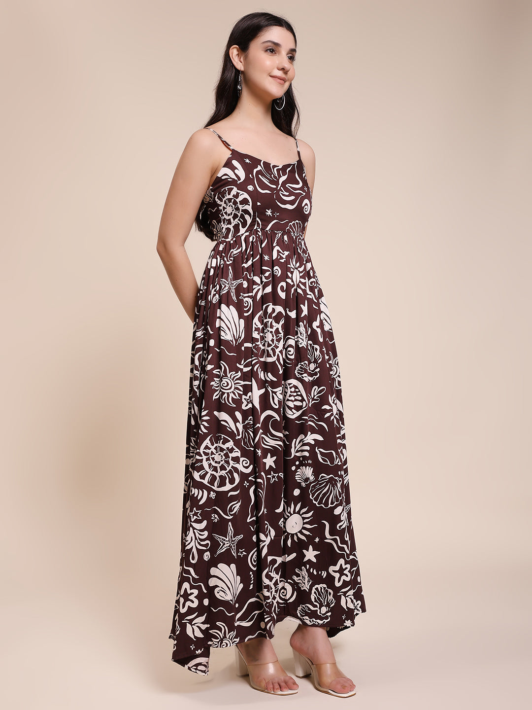 BROWN SATIN DRESS