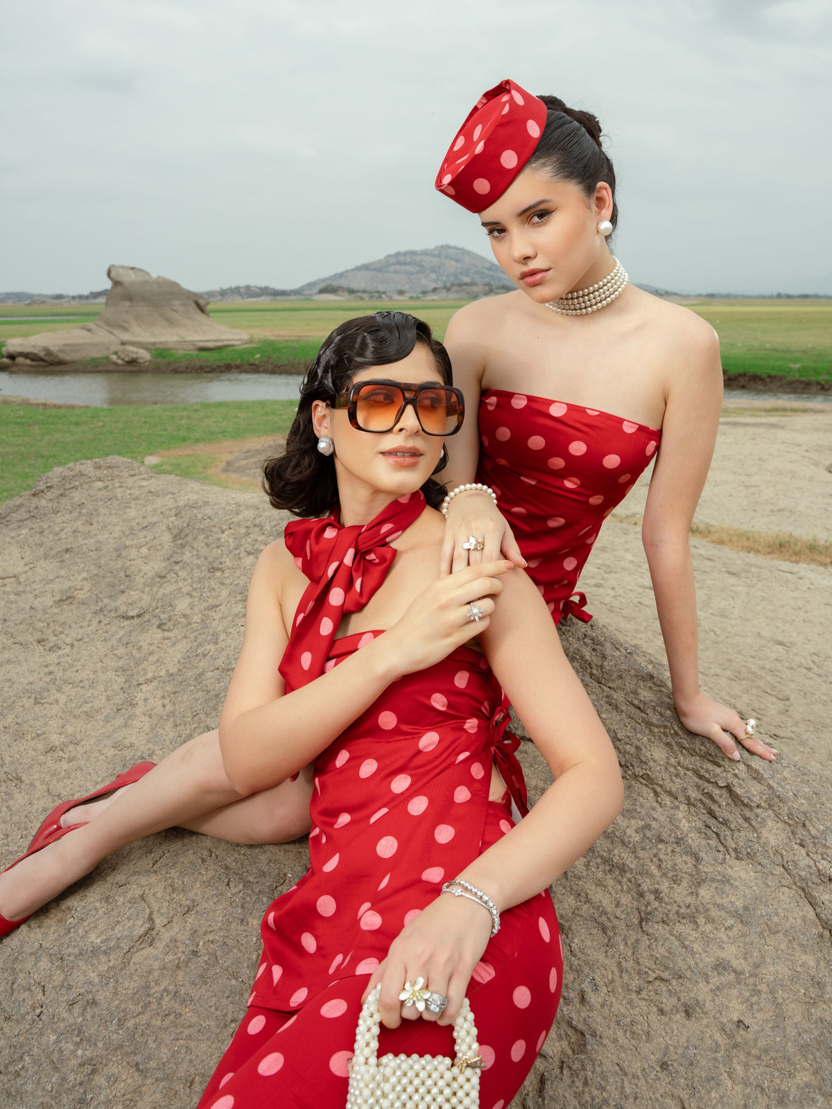 RED POLKA CORD SET
