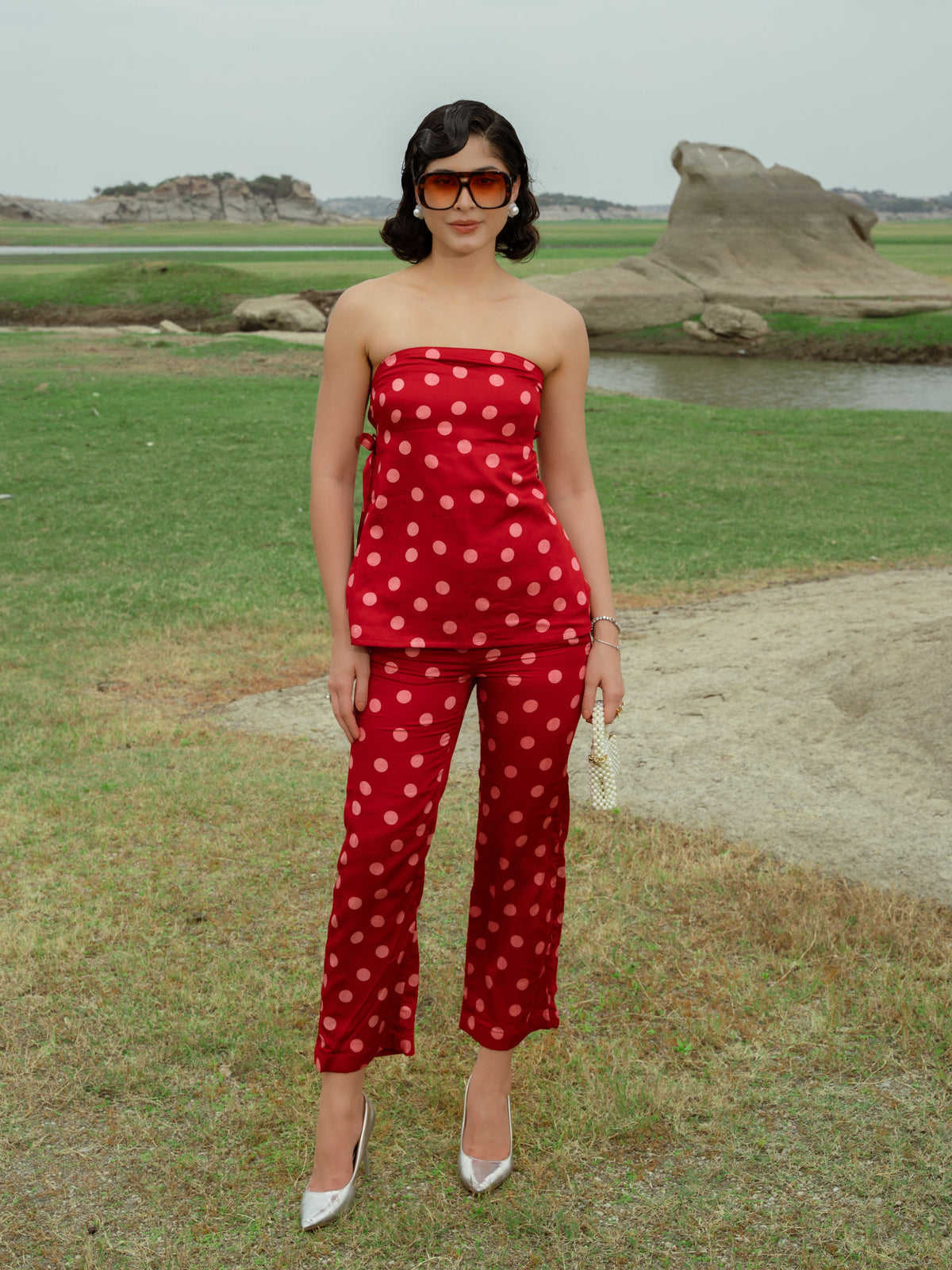 RED POLKA CORD SET