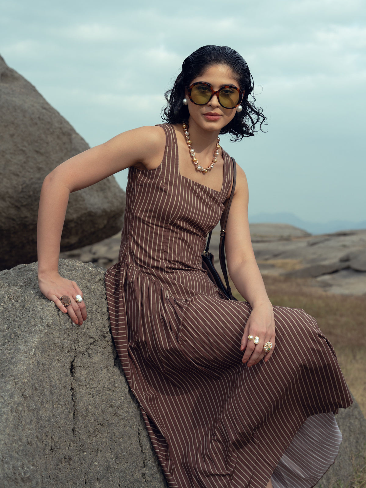 MOCHA STRIPE DRESS