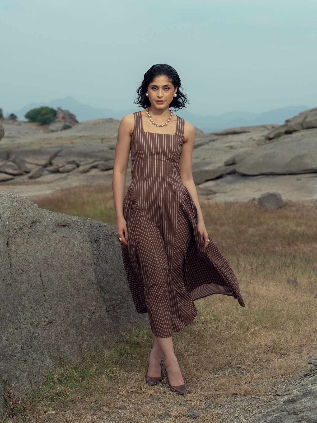 MOCHA STRIPE DRESS