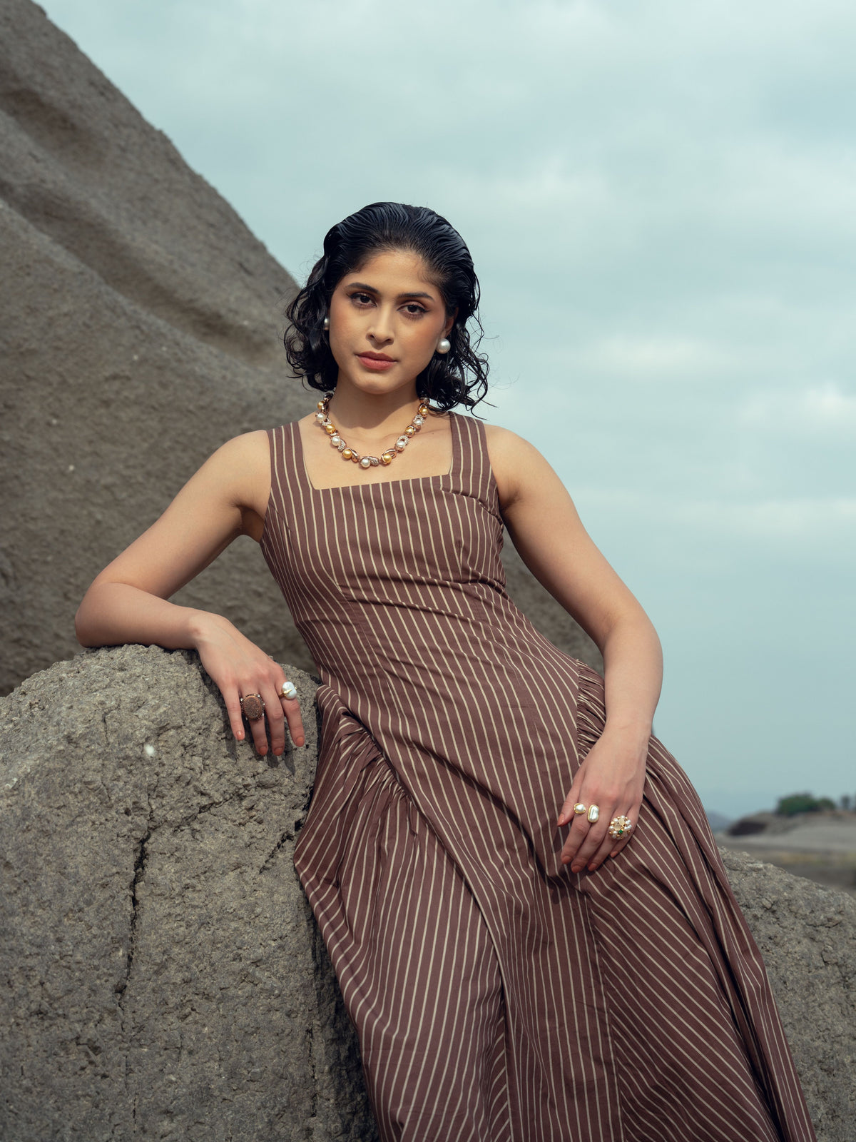 MOCHA STRIPE DRESS
