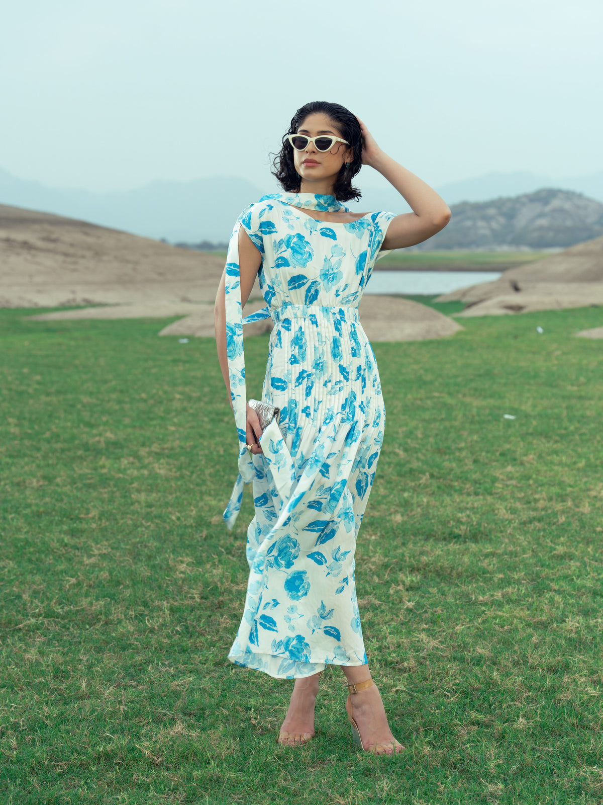 OCEANA PLEATED DRESS