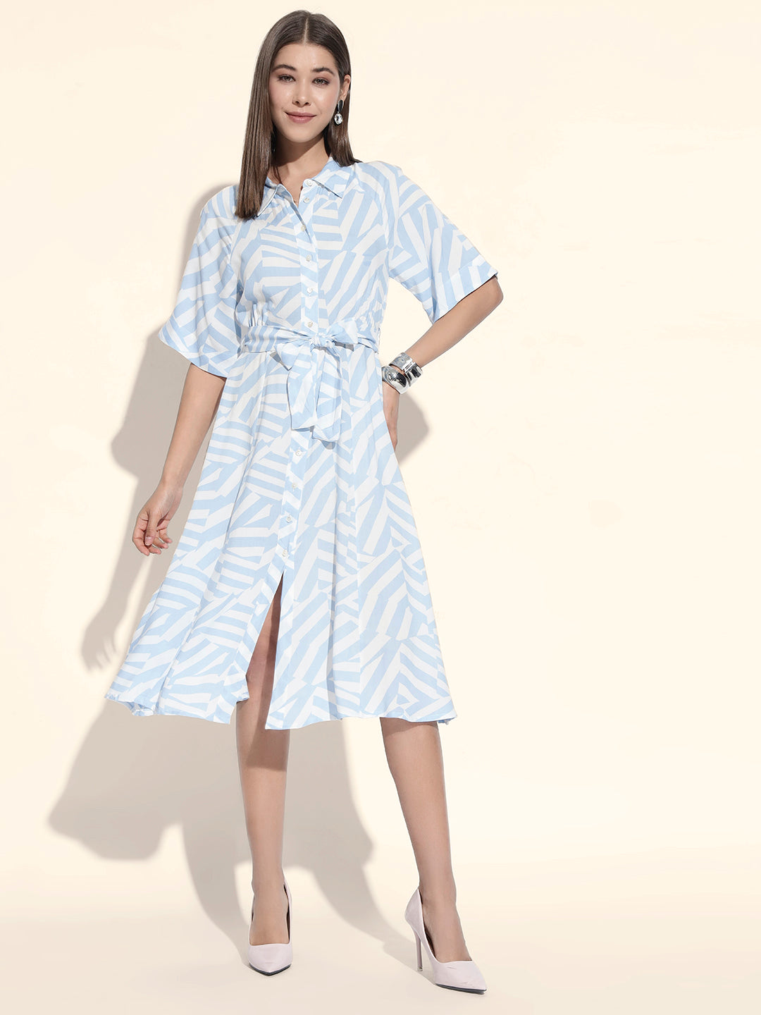 Ice Blue Shirt Dress