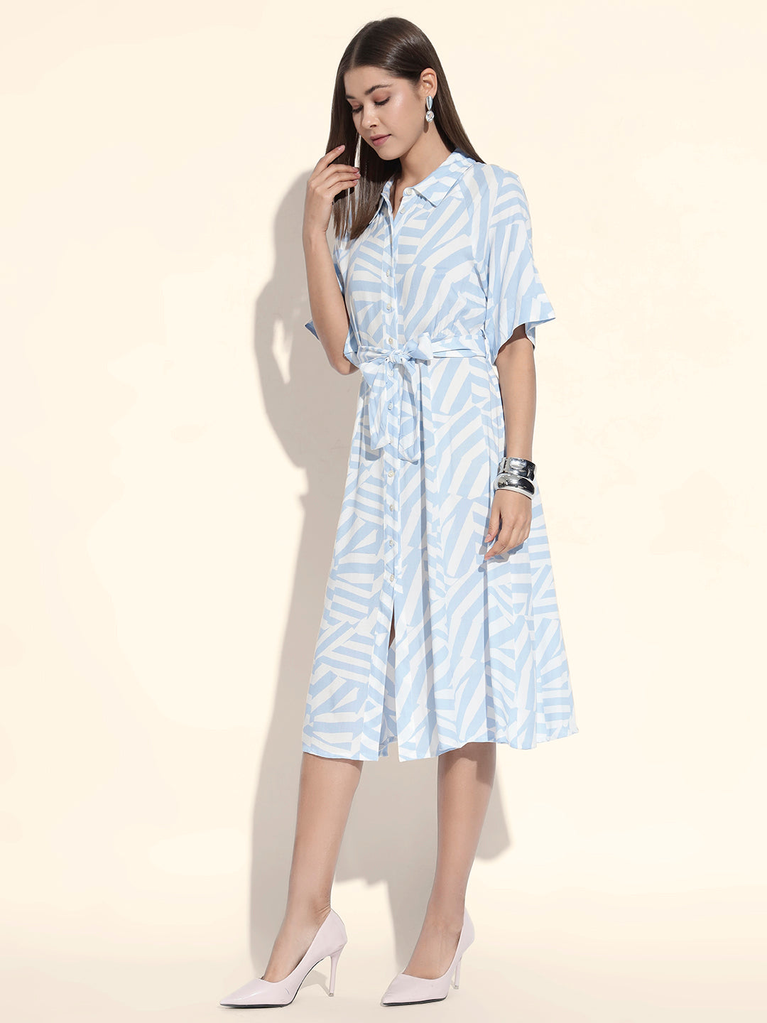 Ice Blue Shirt Dress