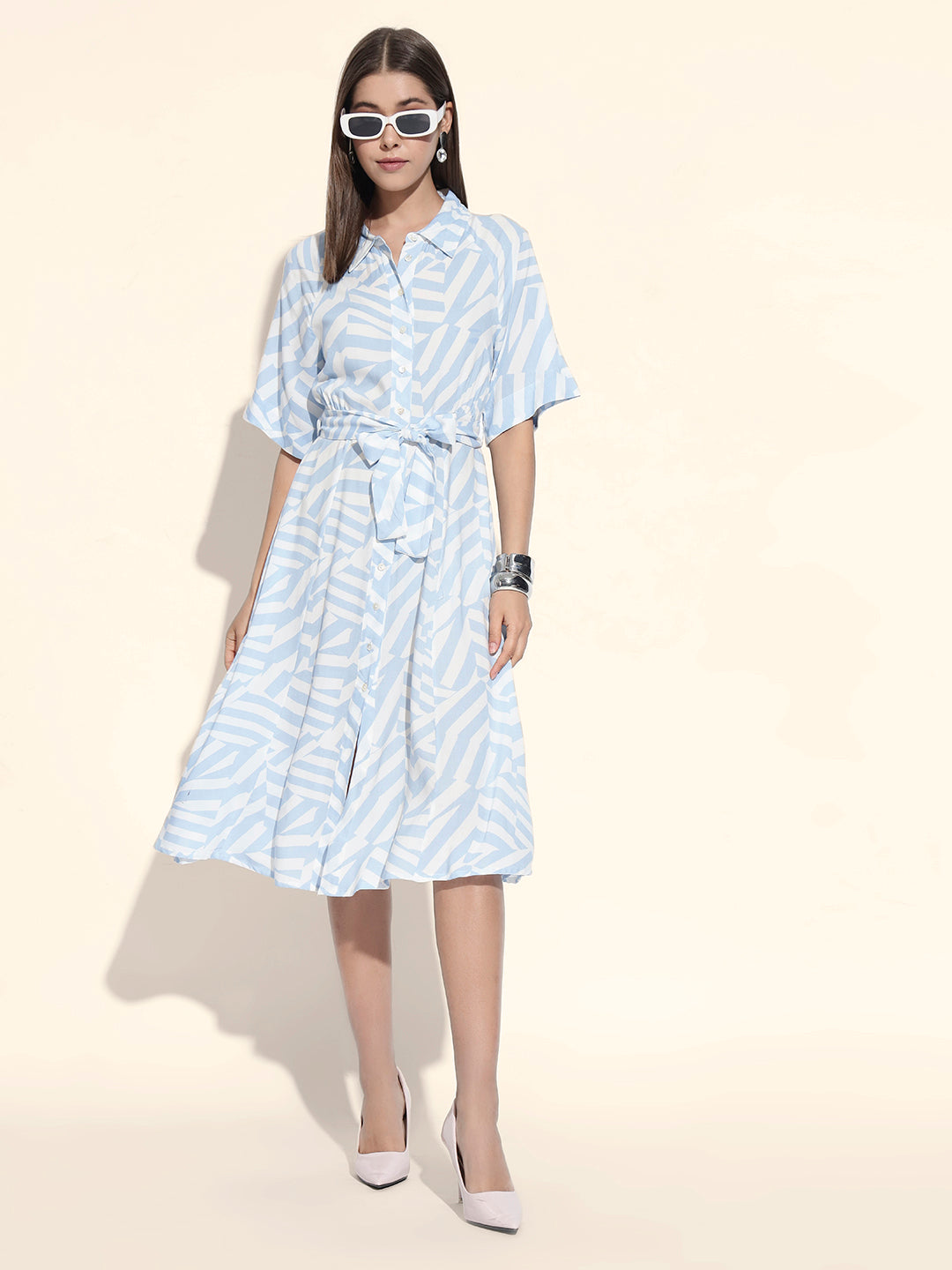 Ice Blue Shirt Dress