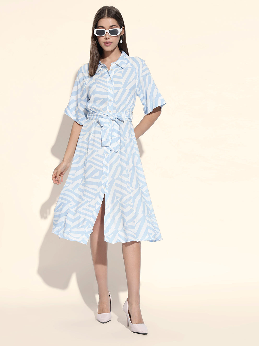 Ice Blue Shirt Dress
