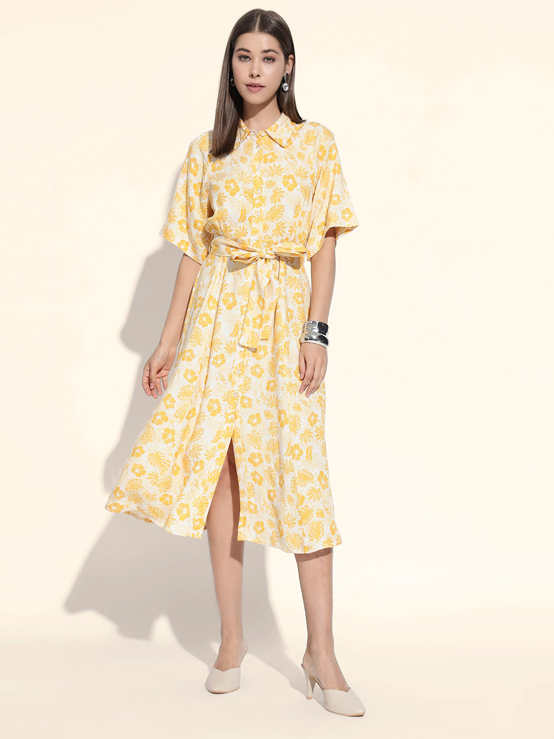 Sunlit Tropical Shirt Dress