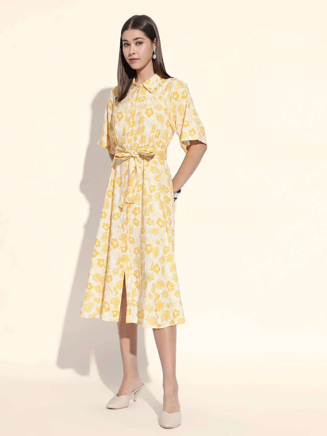 Sunlit Tropical Shirt Dress