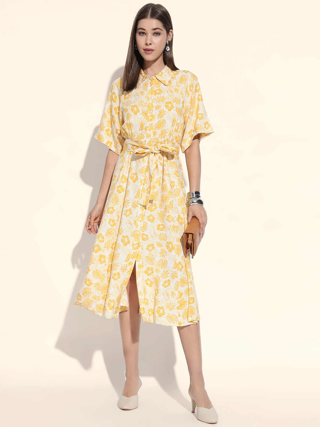 Sunlit Tropical Shirt Dress