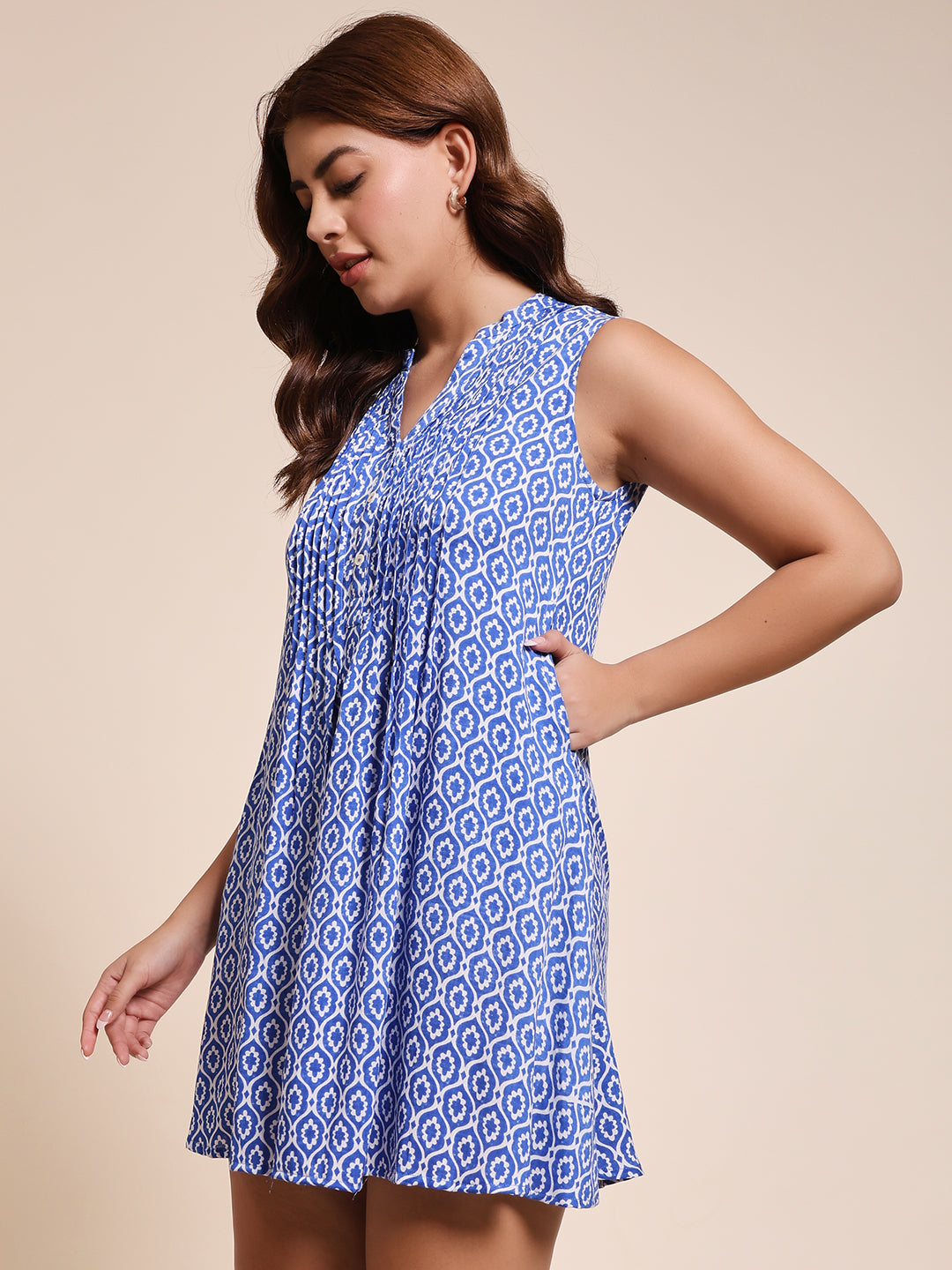 Indigo Tile - PINTUCKS DRESS