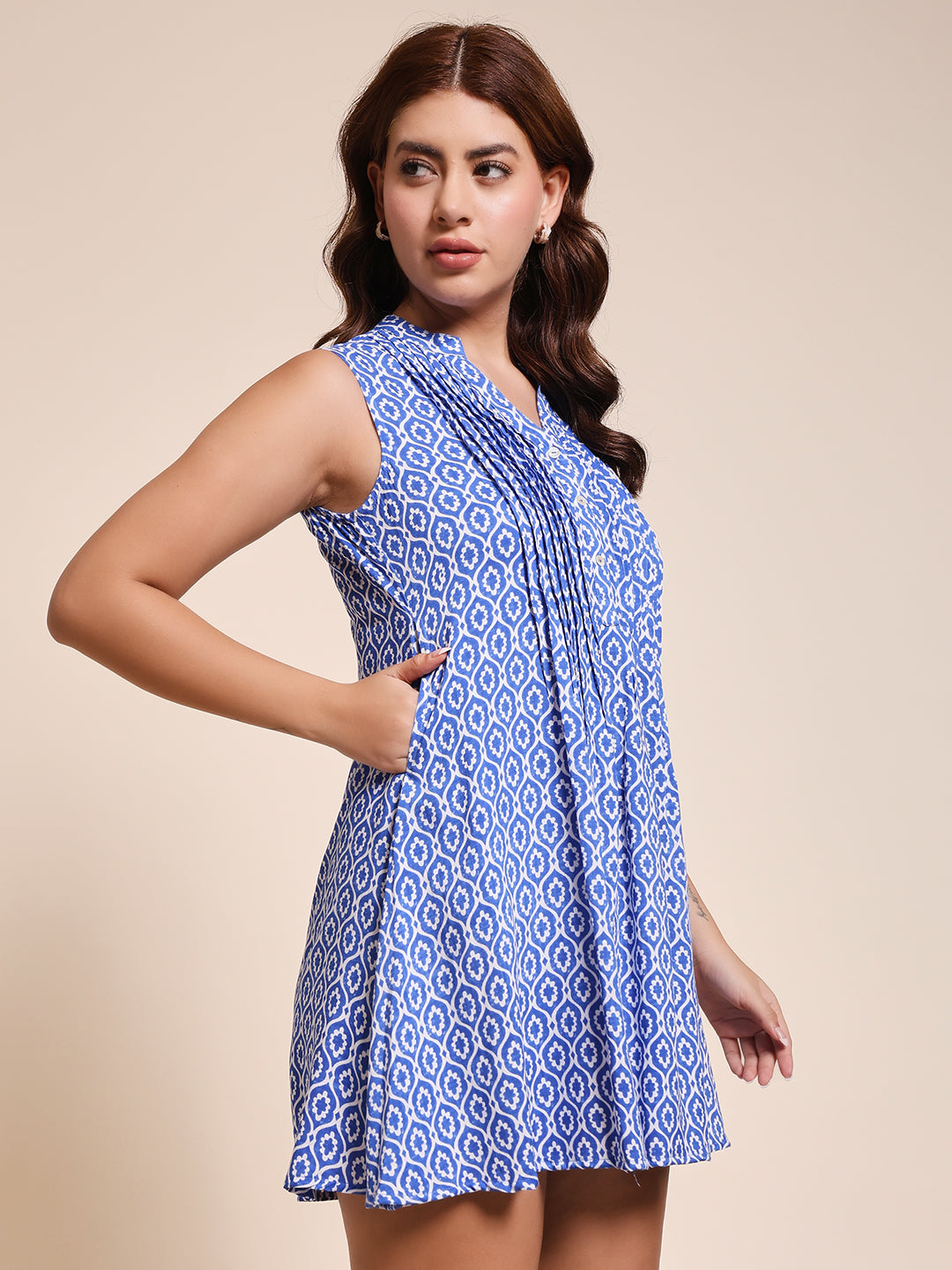 Indigo Tile - PINTUCKS DRESS