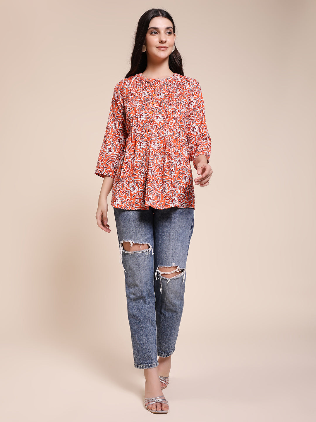 PLEATED BLOCK PRINTED