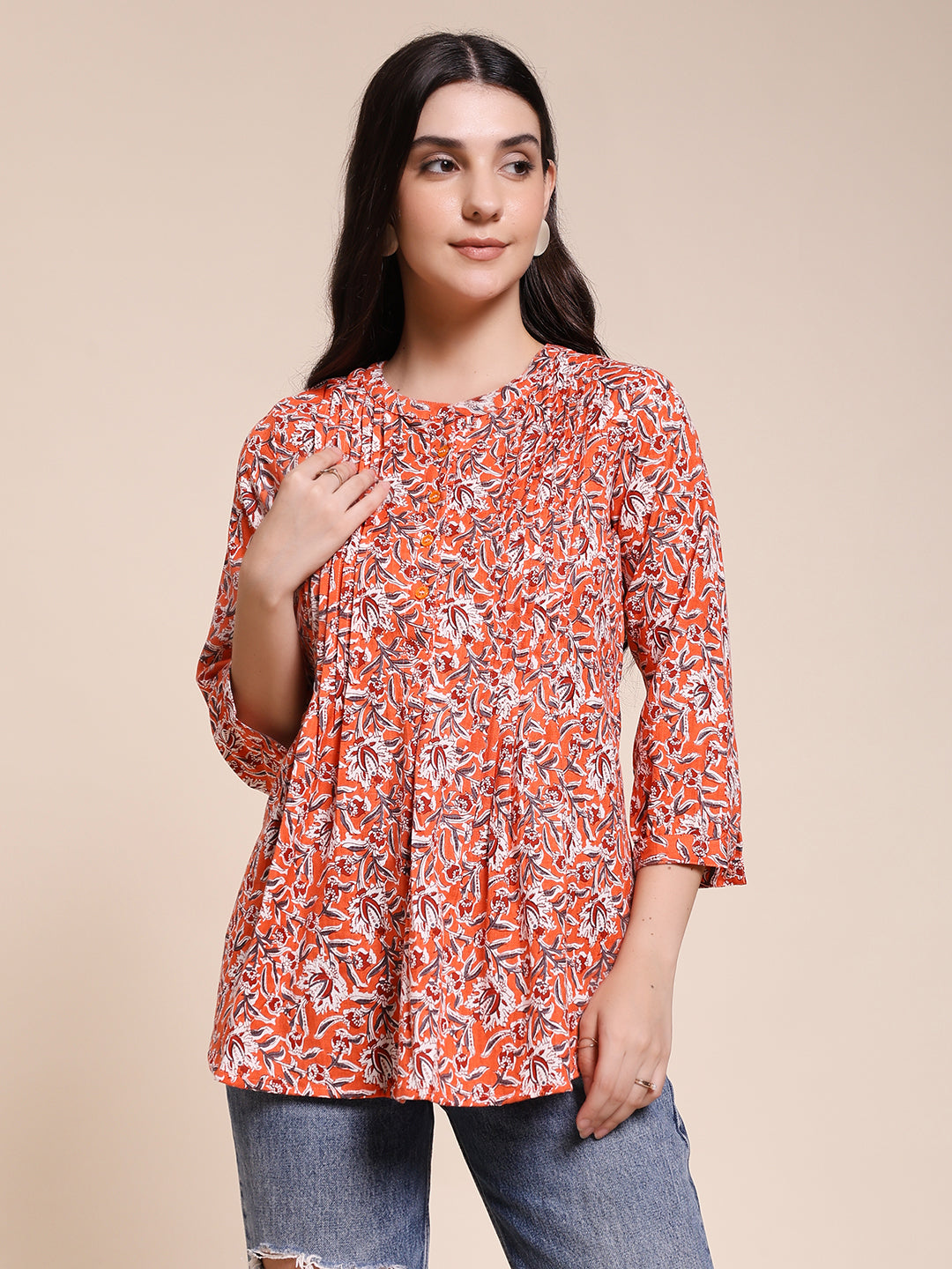 PLEATED BLOCK PRINTED