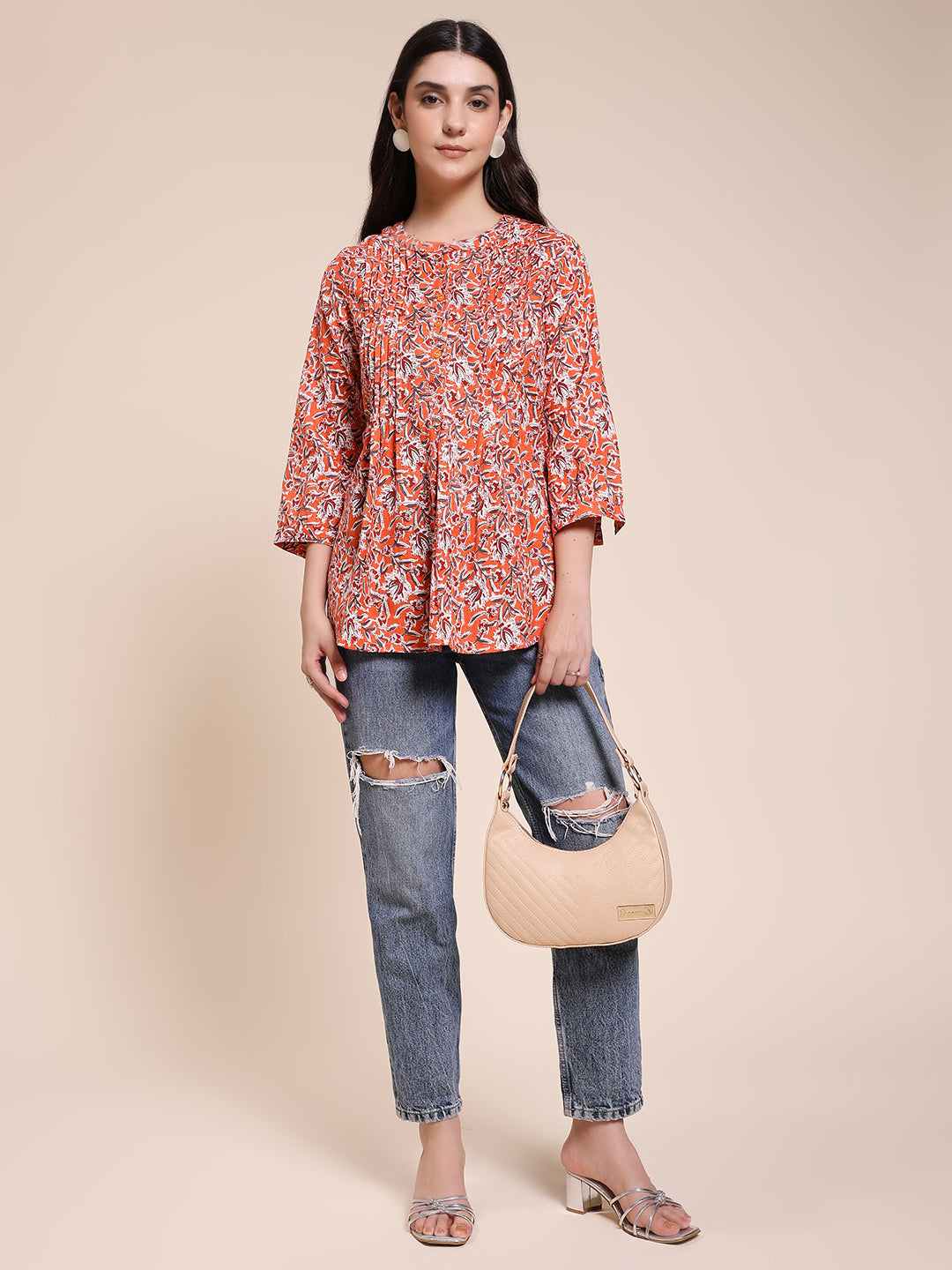 PLEATED BLOCK PRINTED