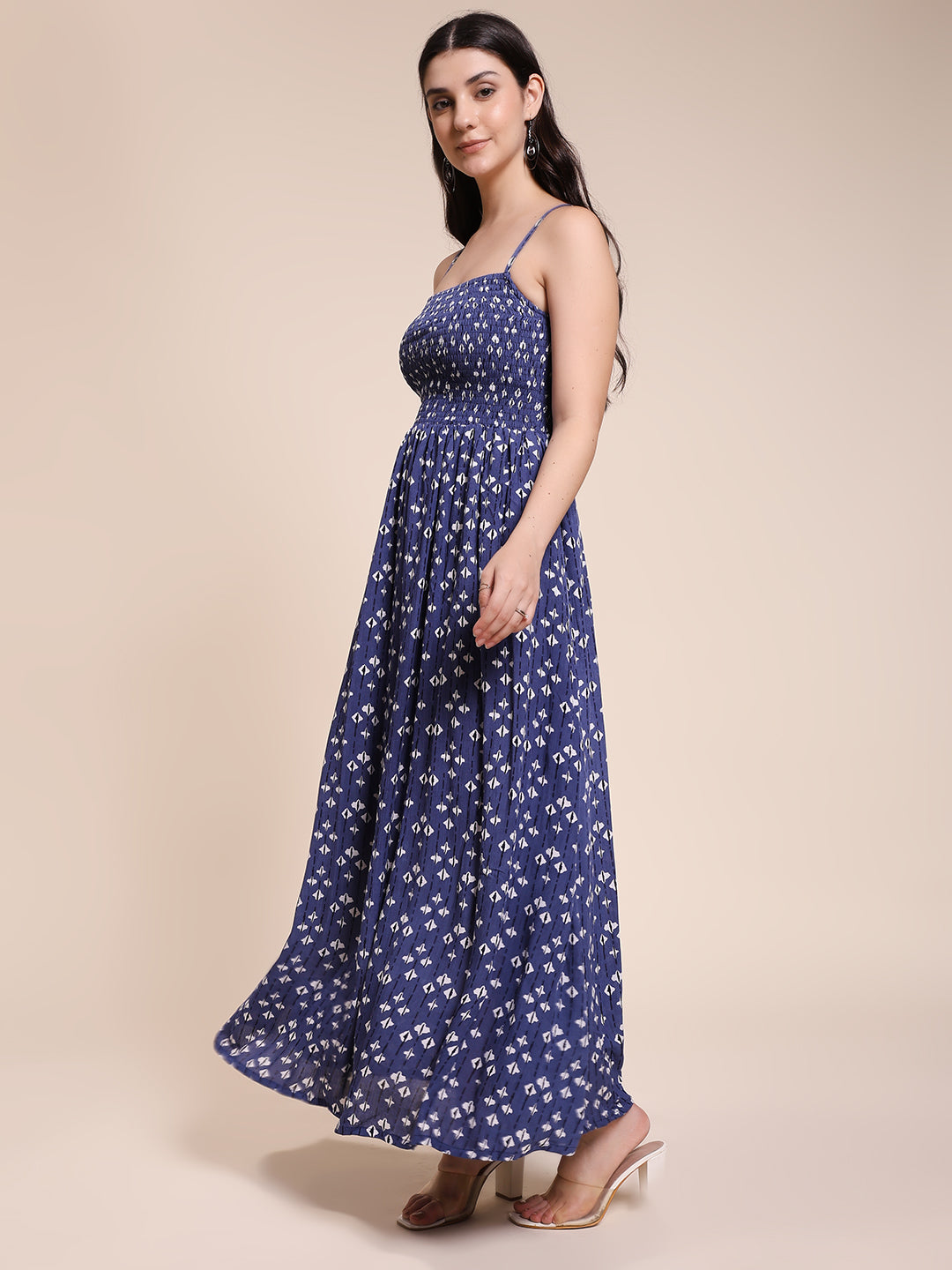 NAVY TIE DIE MAXI DRESS
