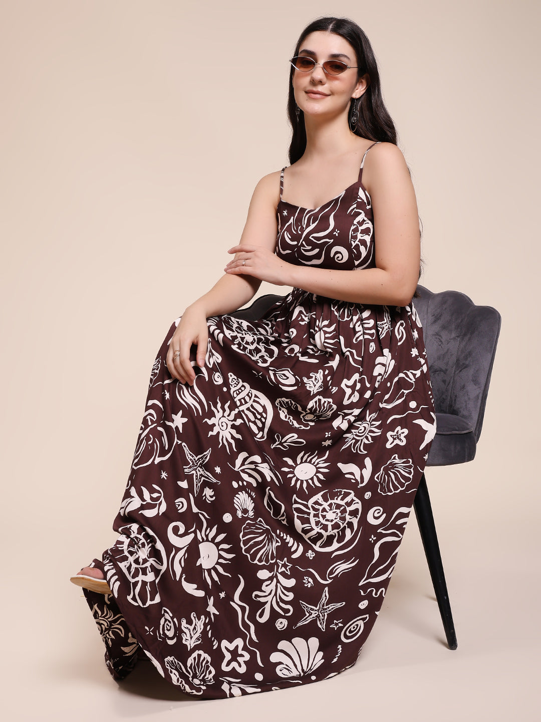 BROWN SATIN DRESS