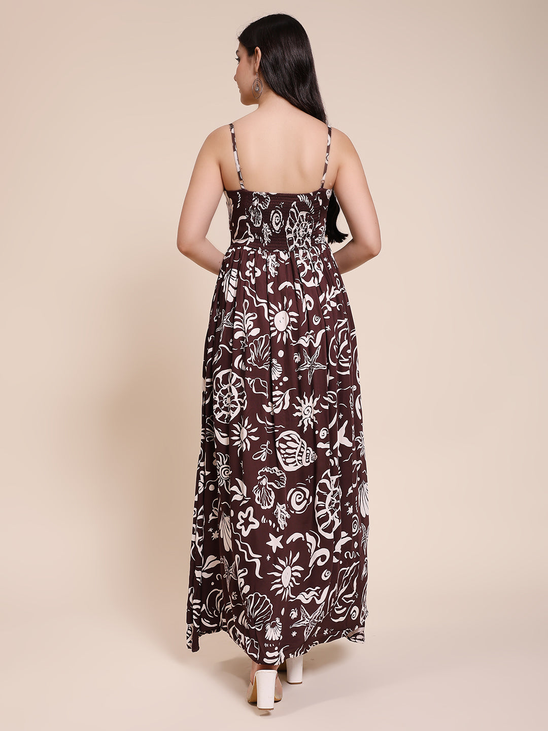 BROWN SATIN DRESS