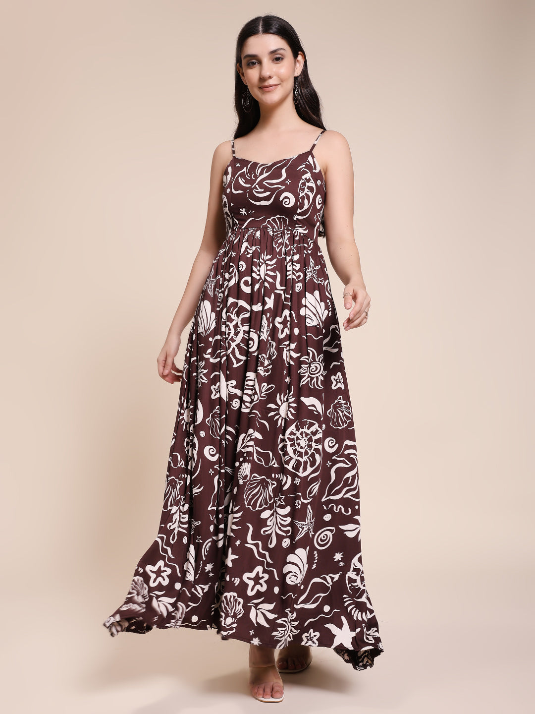 BROWN SATIN DRESS
