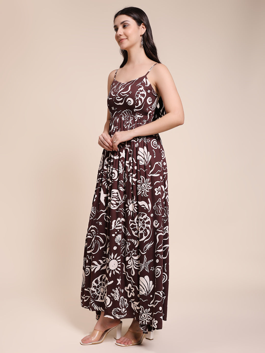BROWN SATIN DRESS