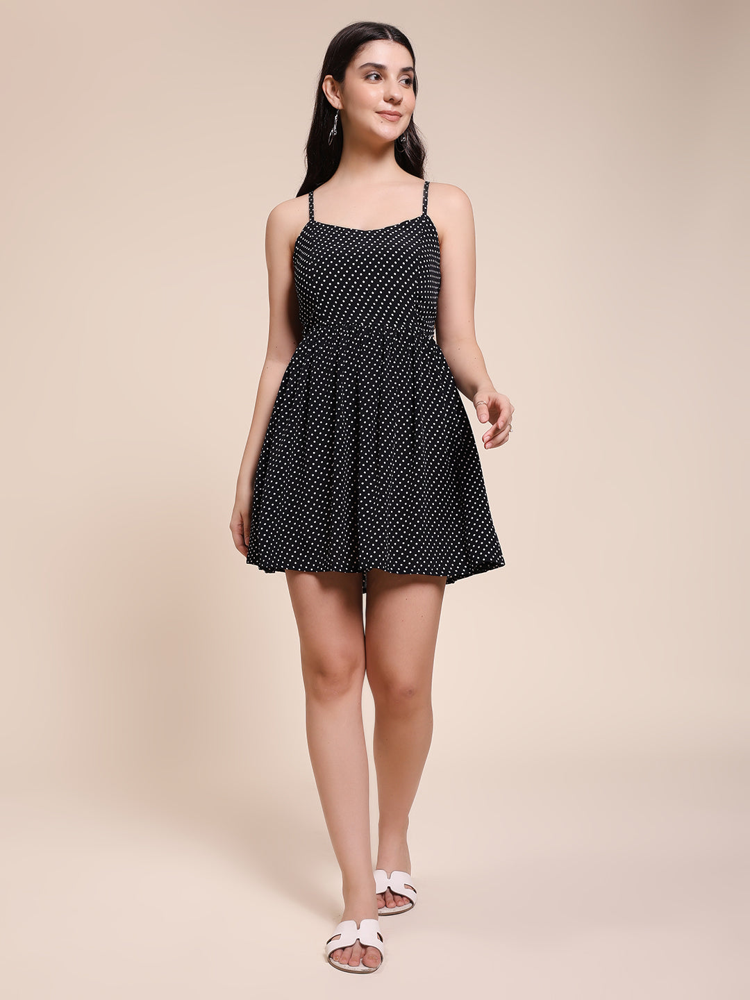 BLACK POLKA SHORT DRESS