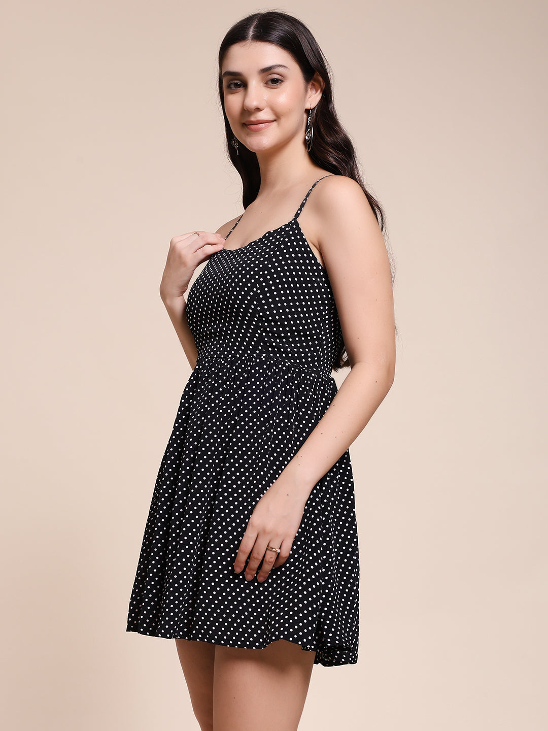 BLACK POLKA SHORT DRESS