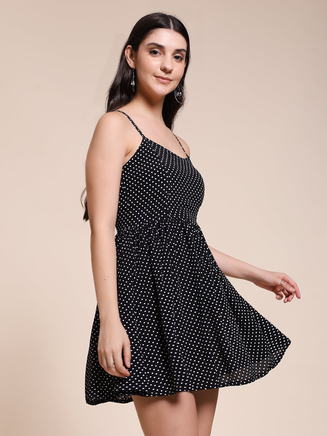 BLACK POLKA SHORT DRESS
