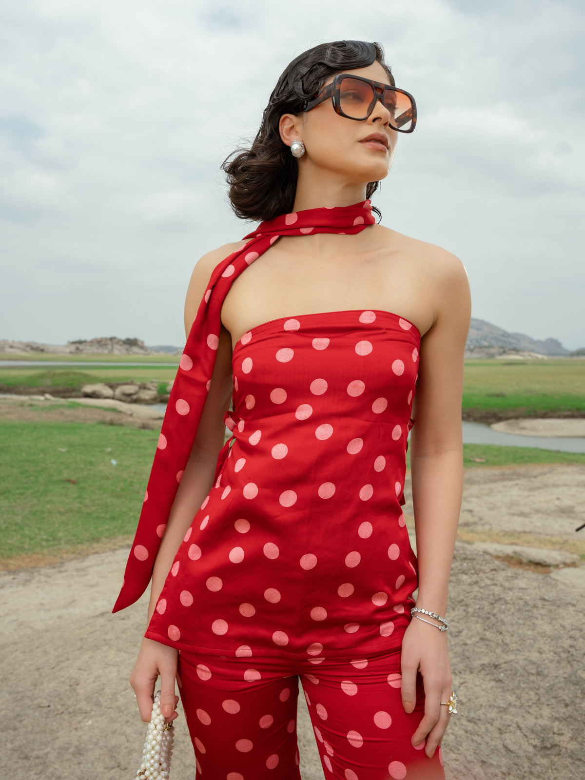 RED POLKA CORD SET