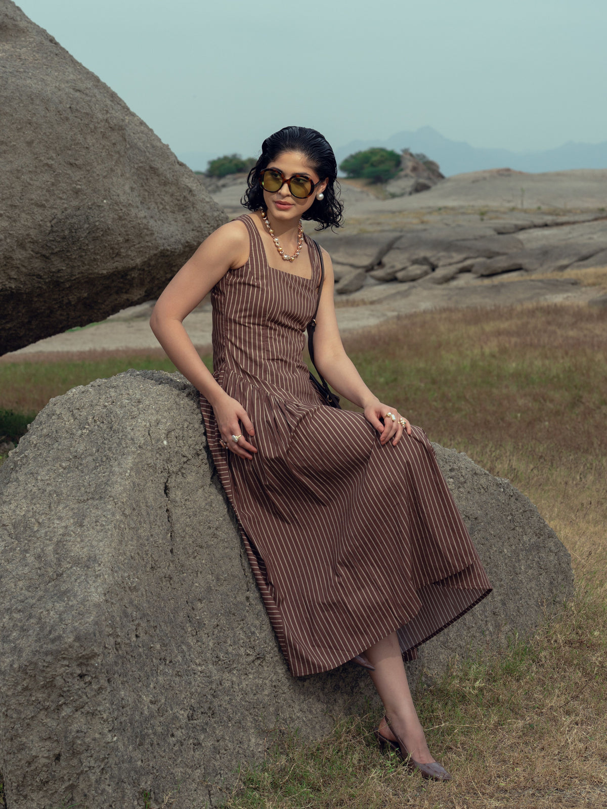 MOCHA STRIPE DRESS