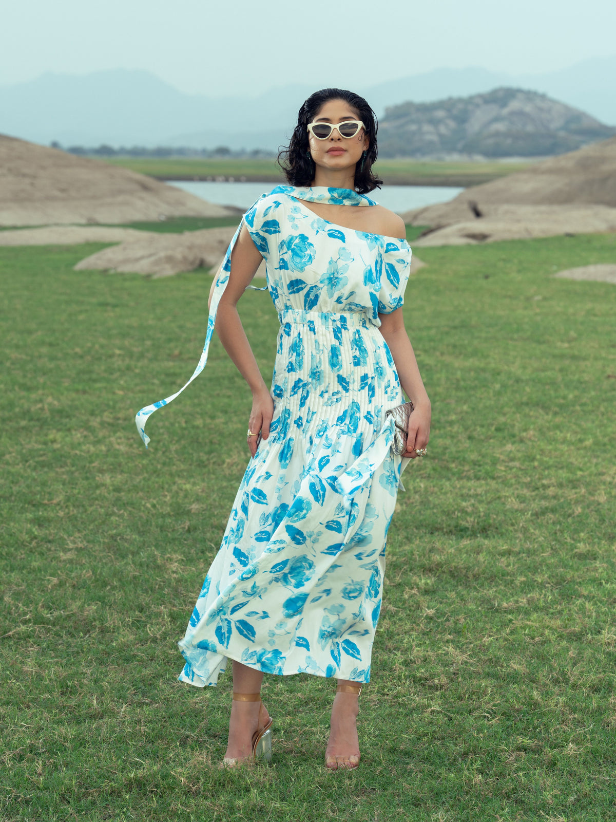 OCEANA PLEATED DRESS