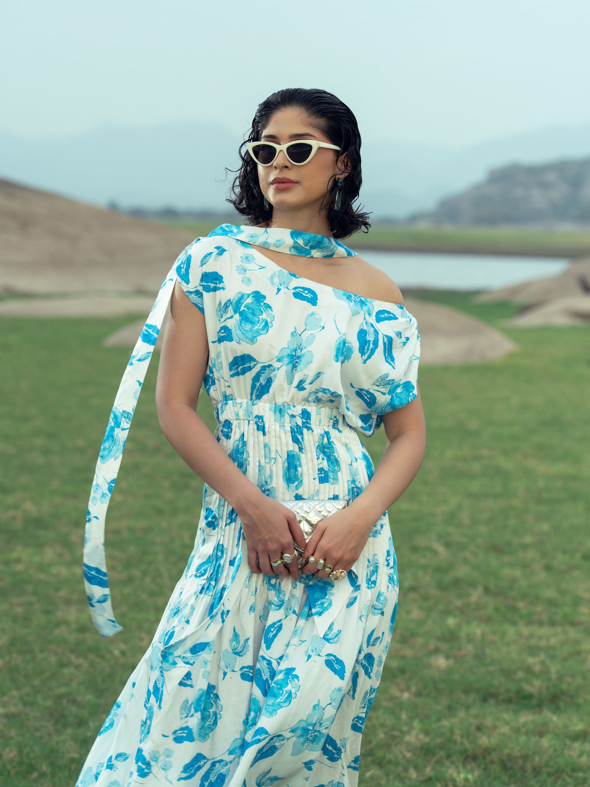 OCEANA PLEATED DRESS