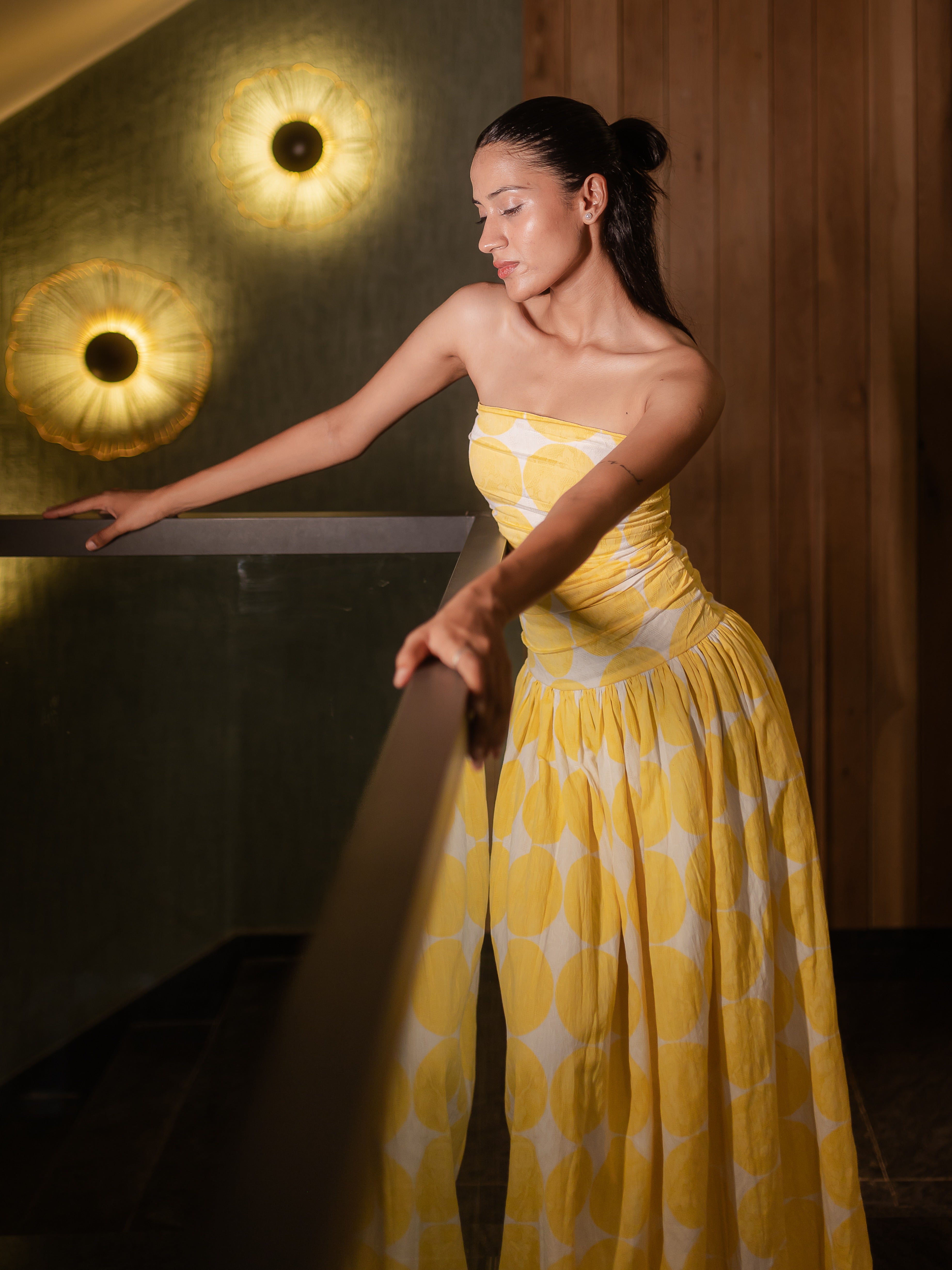 Sun Dots Off Shoulder Maxi Dress